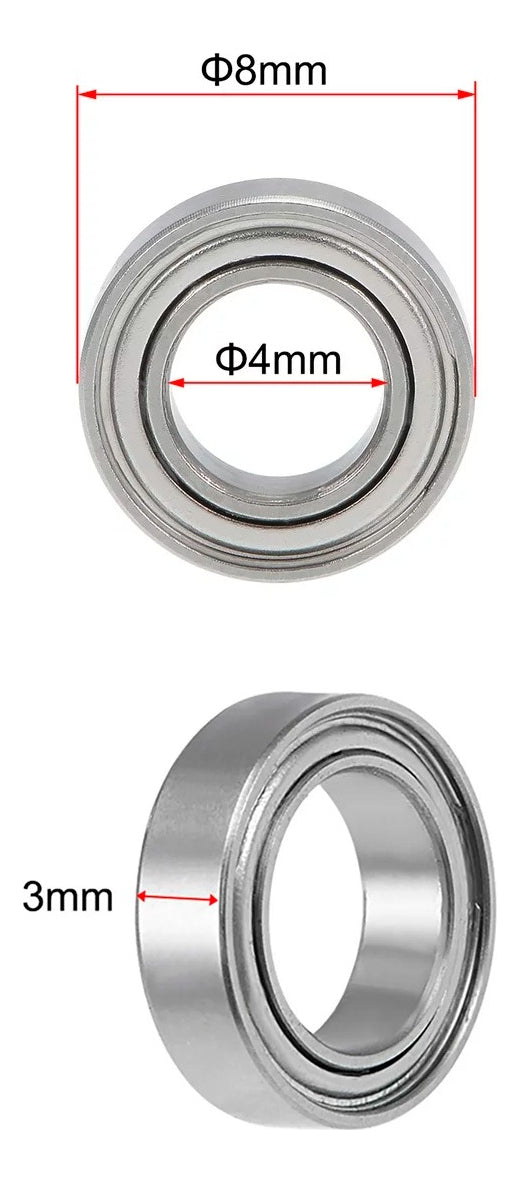 10 Balero Rodamiento Mr84zz 4x8x3mm, 10 Pcs, Acero