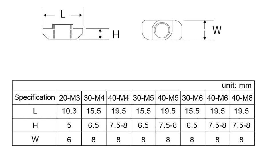 100 Tuerca T Para Perfil De Aluminio 4040 Rosca M5, Cnc