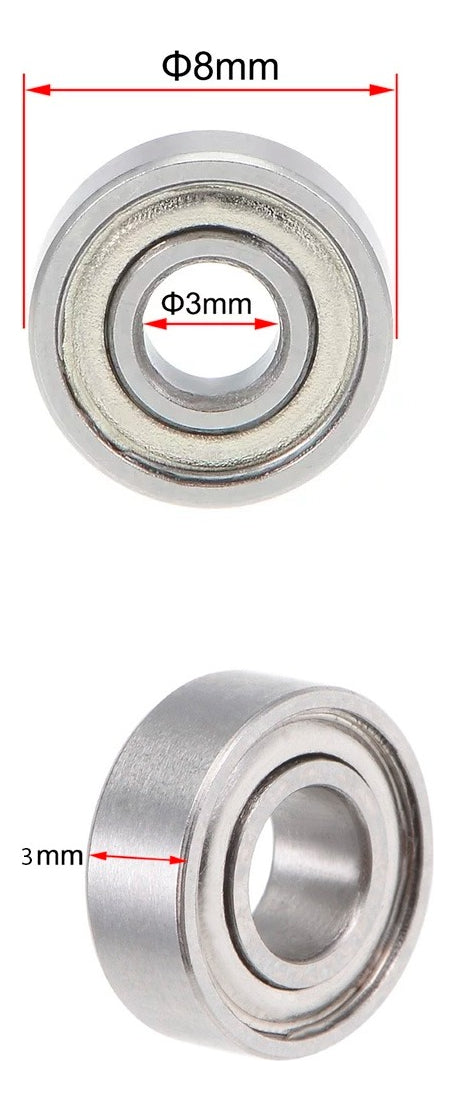 10 Balero Rodamiento Mr83zz 3x8x3mm, 10 Pcs, Acero