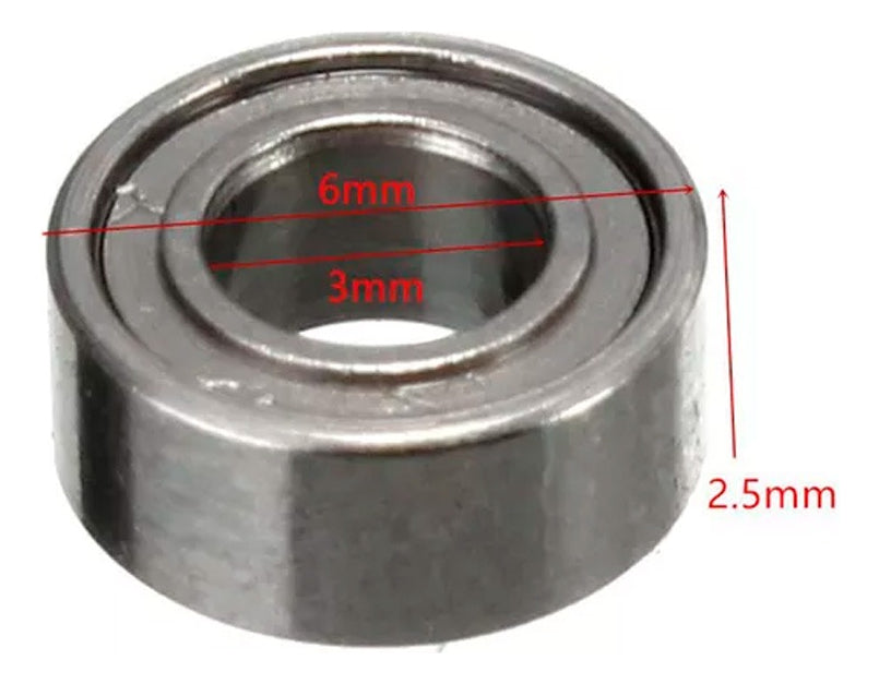 10 Balero Rodamiento Mr63zz 3x6x2.5mm, 10 Pcs, Acero