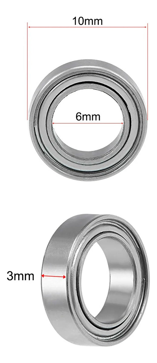 10 Balero Rodamiento Mr106zz 6x10x3mm, 10 Pcs, Acero