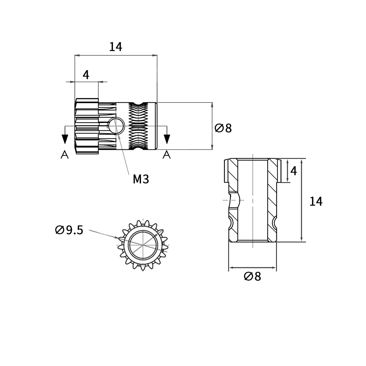 Engrane extrusor para BMG