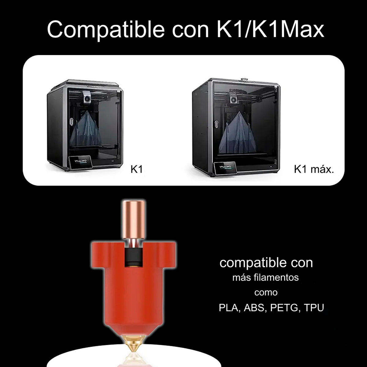 Hotend Cobre Para Creality K1, K1 Max Imagen secundaria del producto
