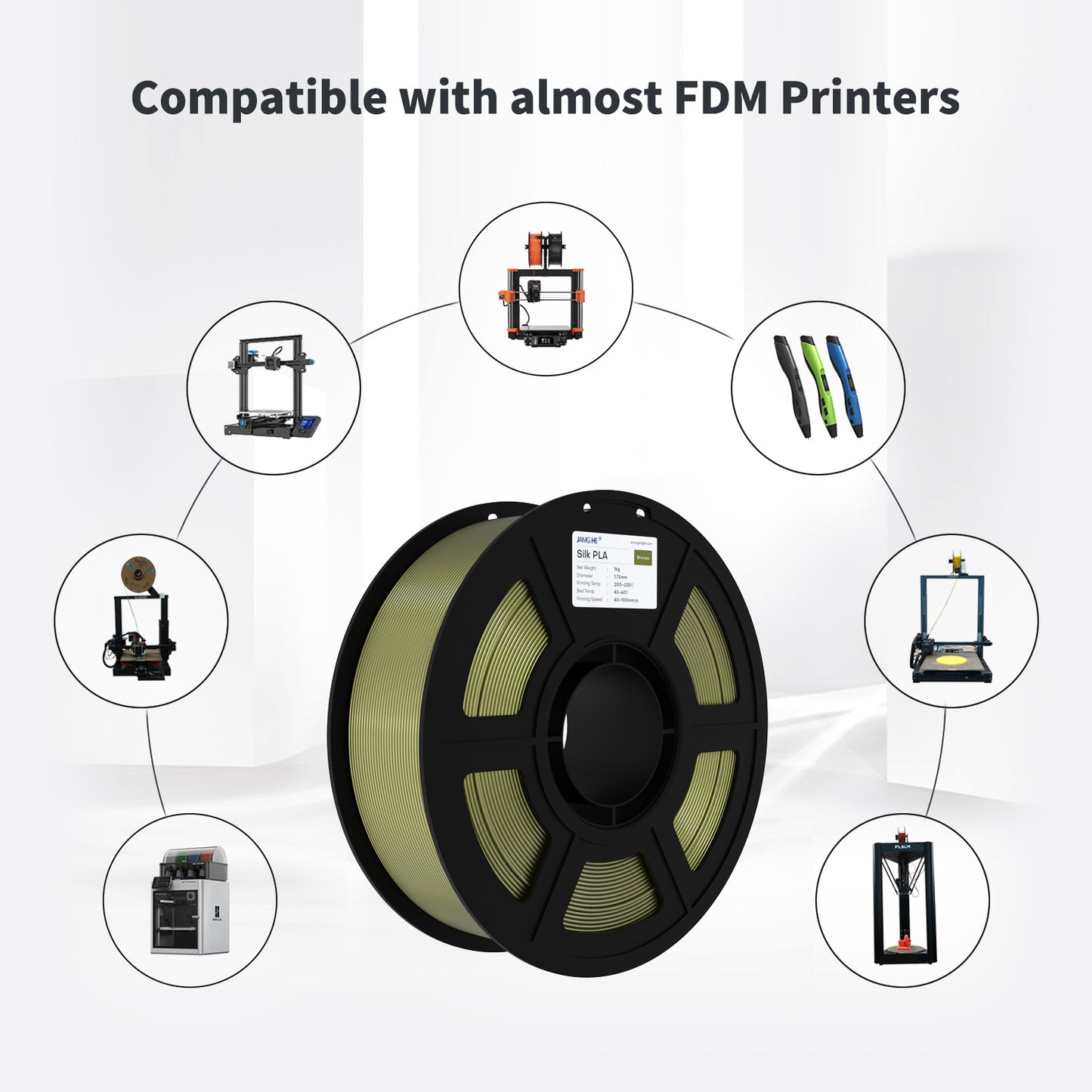 Filamento PLA Seda JamgHe l 1.75mm Alta Precisión 1 kg | 3DCity México