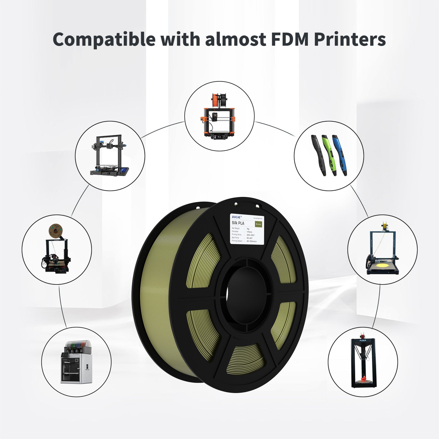 Filamento PLA Seda JamgHe l 1.75mm Alta Precisión 1 kg | 3DCity México