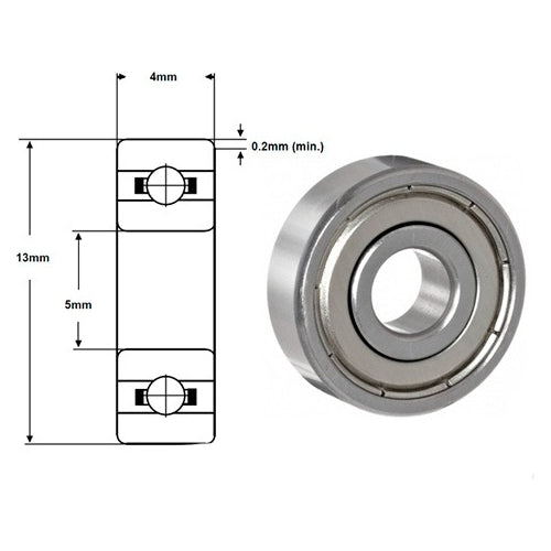 10 Balero Rodamiento 695zz 5x13x4mm Acero Imagen secundaria del producto