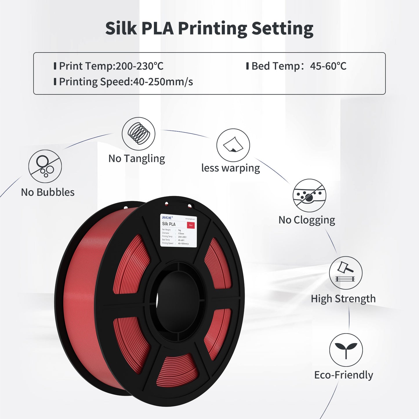 Filamento PLA Seda JamgHe l 1.75mm Alta Precisión 1 kg | 3DCity México