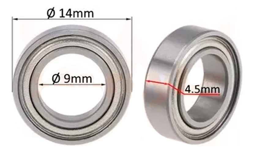 10 Balero Rodamiento Mr149zz 9x14x4.5mm, 10 Pcs, Acero