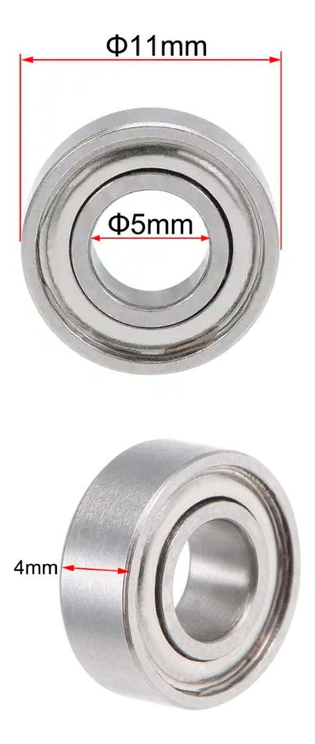 10 Balero Rodamiento Mr115zz 5x11x4mm, 10 Pcs, Acero