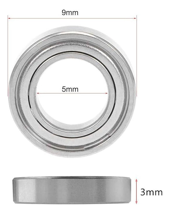 10 Balero Rodamiento Mr95zz 5x9x3mm, 10 Pcs, Acero