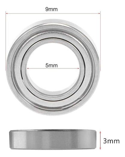10 Balero Rodamiento Mr95zz 5x9x3mm, 10 Pcs, Acero