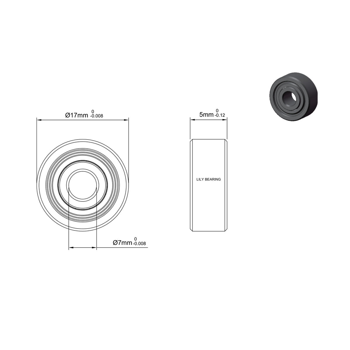 10 Balero Rodamiento 697zz 7x17x5mm Acero Imagen secundaria del producto