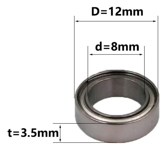 10 Balero Rodamiento Mr128zz 8x12x3.5mm, 10 Pcs, Acero