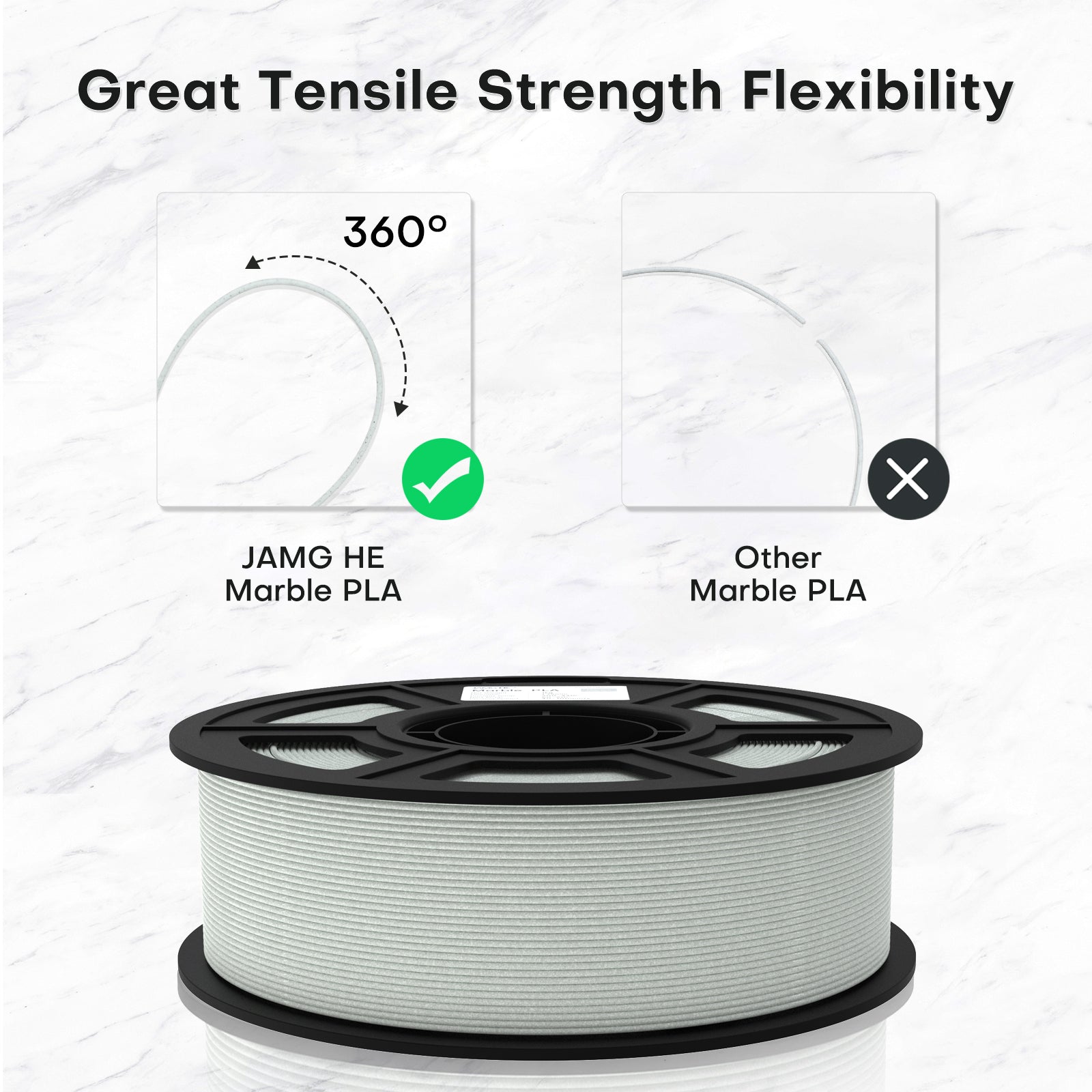 Filamento PLA Mármol JamgHe l 1.75mm Alta Precisión 1 kg | 3DCity México