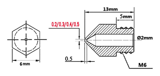 Boquilla MK8 Acero inoxidable Ender 3, impresora 3D 0.2-1mm