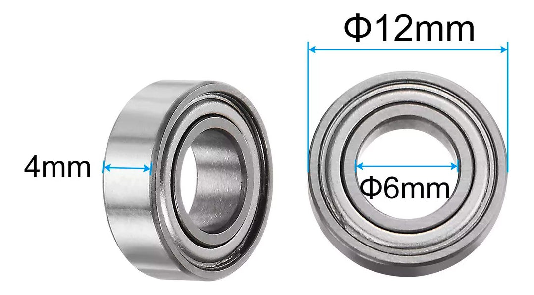10 Balero Rodamiento Mr126zz 6x12x14mm, 10 Pcs, Acero